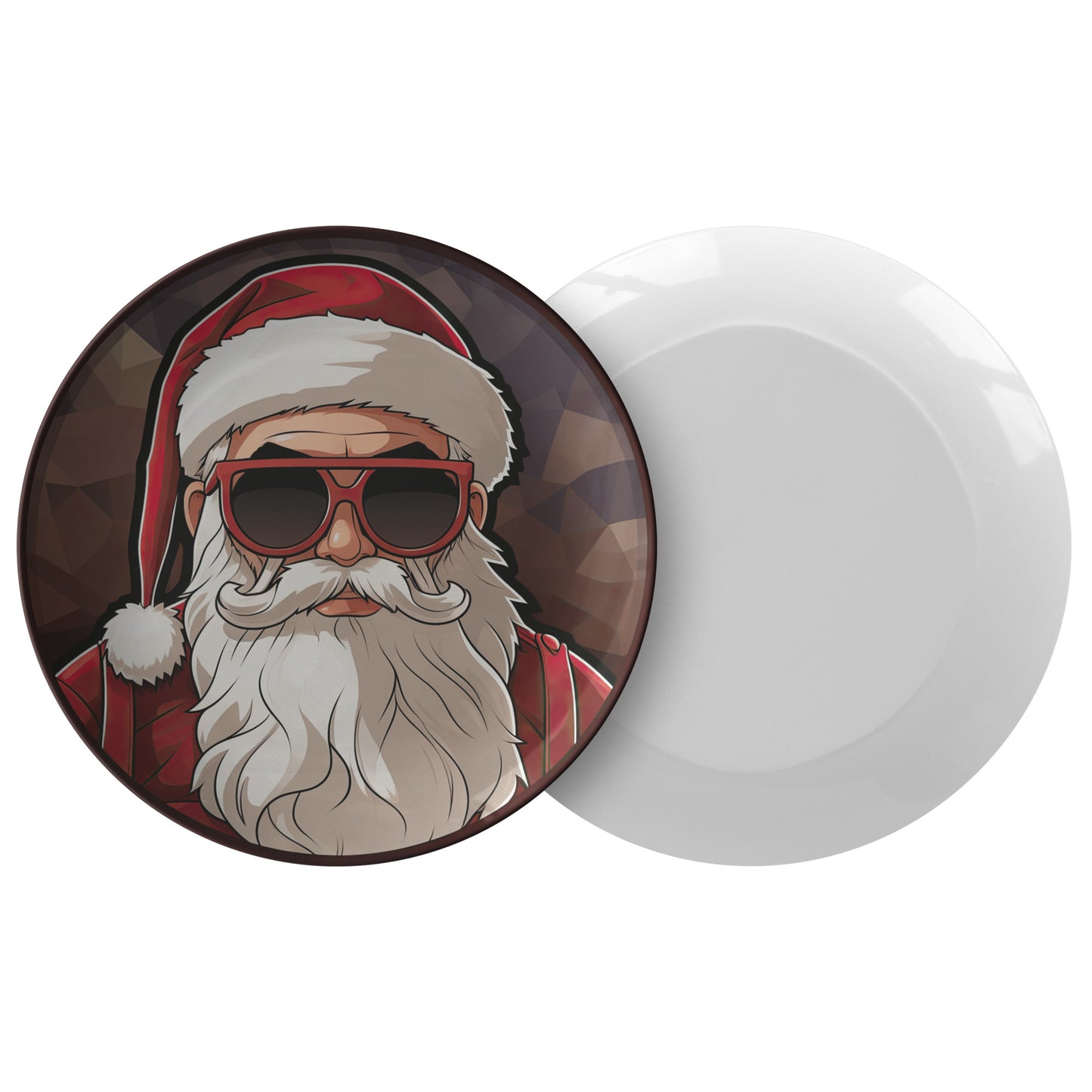 Cool Santa Christmas Plate Thermosaf Polymer Plastic Plate