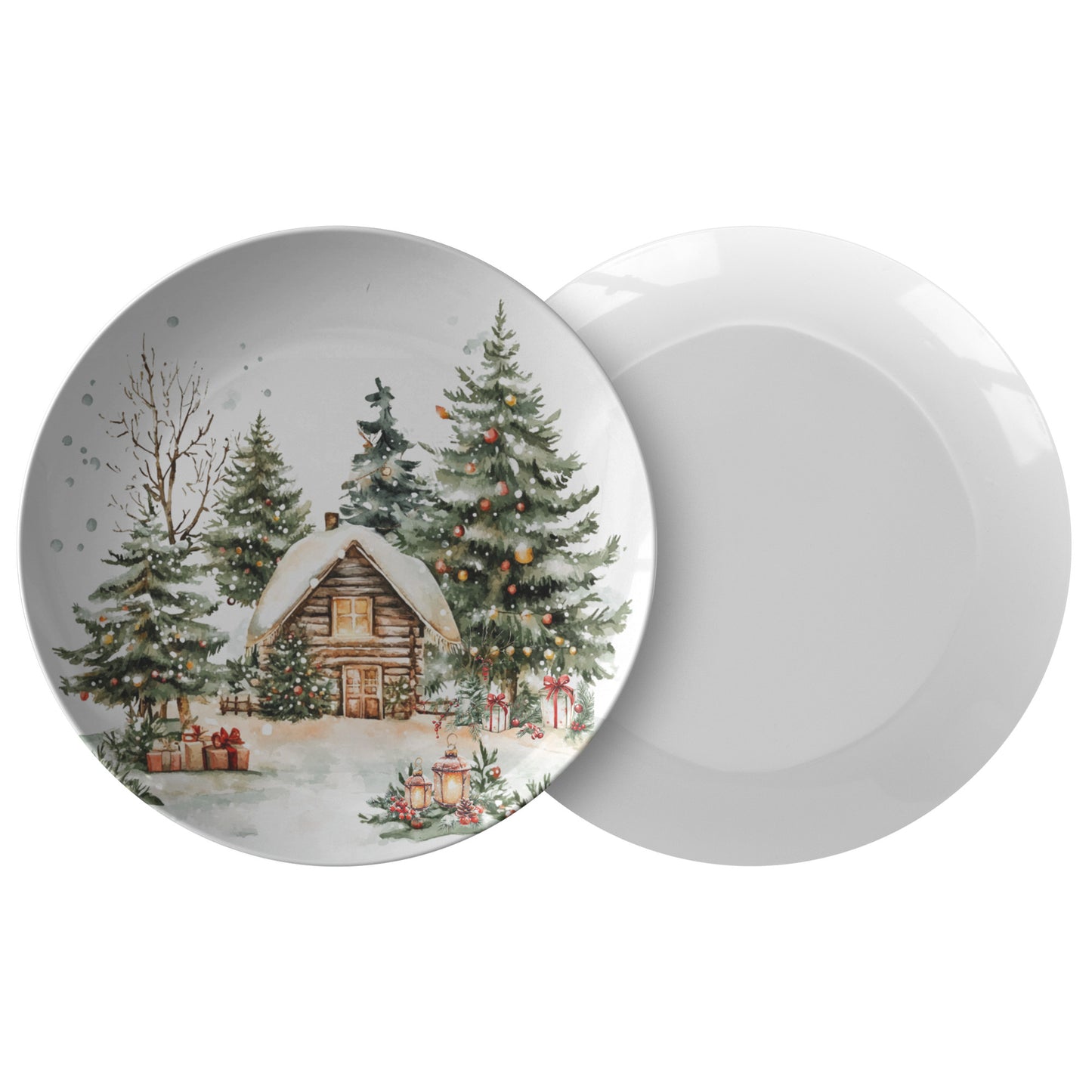 Country Home Log Cabin Holiday Plate