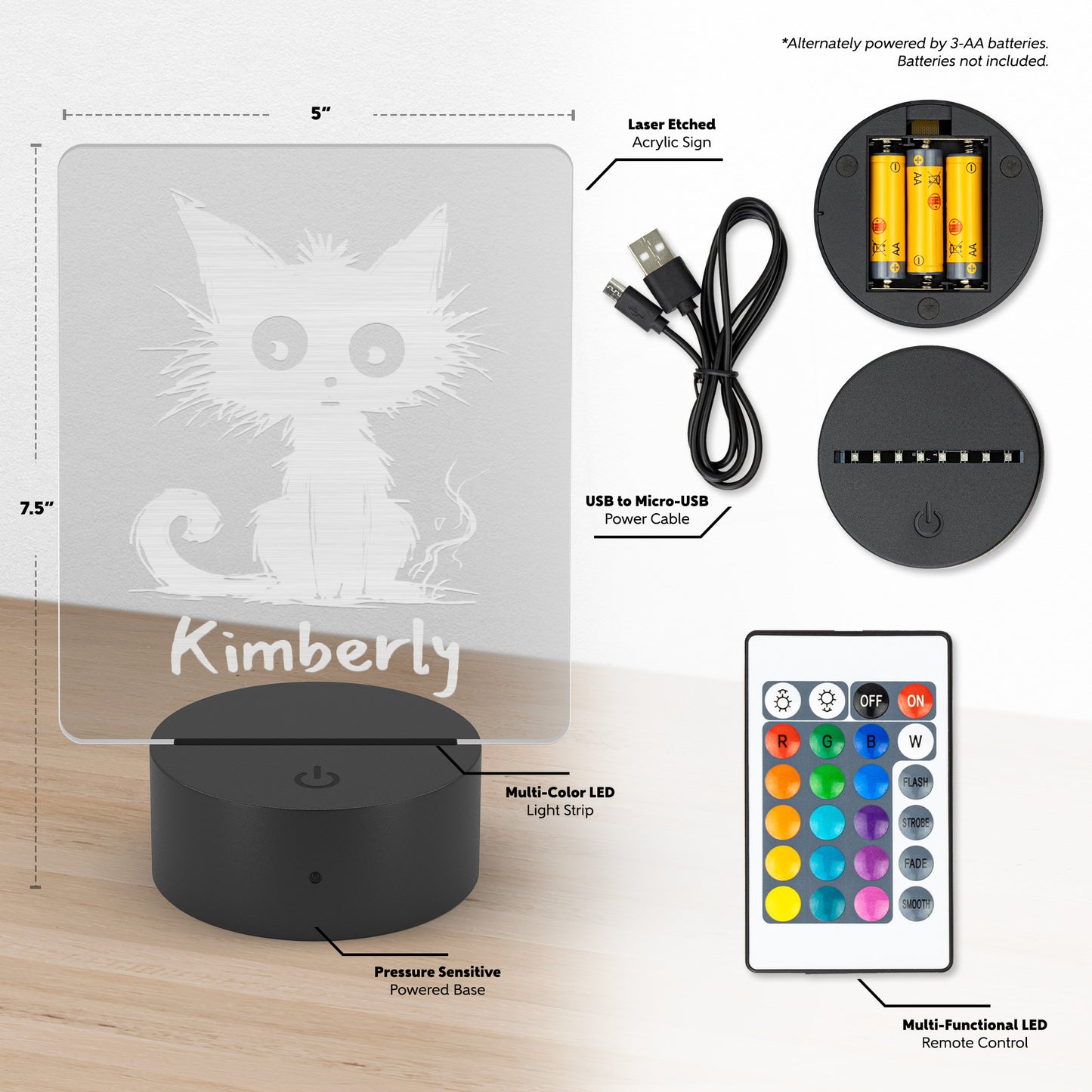 Custom Cat LED Name Light Funny Cat Gifts For Coworkers