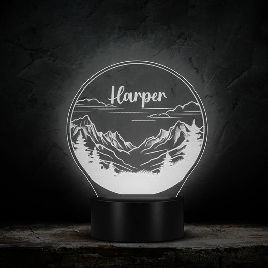 Custom Light Up Mountain Art Personalized Name Light