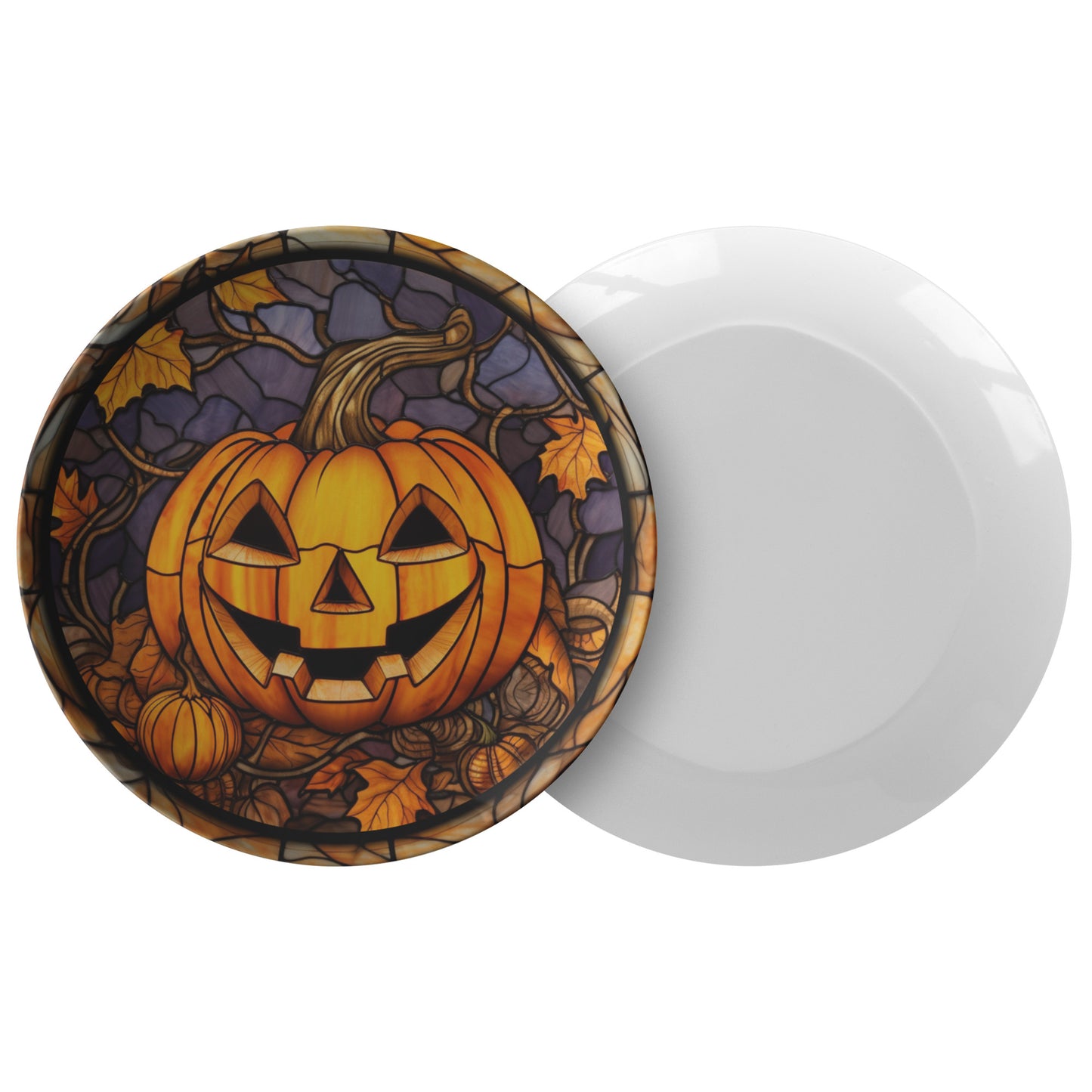 Halloween Jack-O-Lantern Thermosaf Polymer Plastic Dinner Party Plates