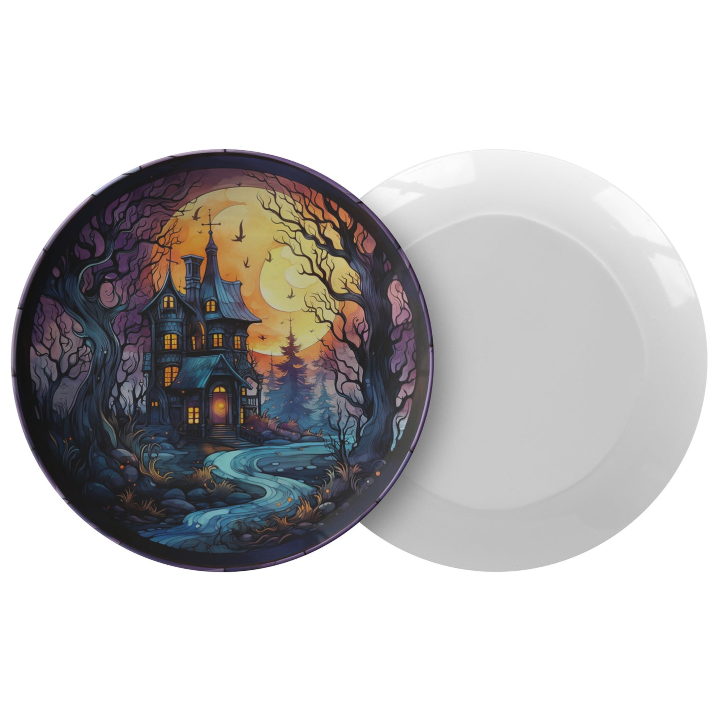 Thermosaf Polymer Plastic Haunted Mansion Halloween Plates Haunted House Decor