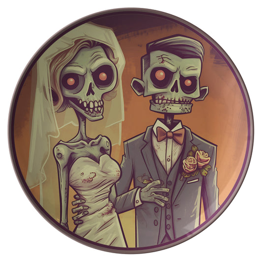 Halloween Wedding Plate Spooky Skeleton Bride and Groom Halloween Wedding Decorations Halloween Party Plates Halloween Wedding Table Plates