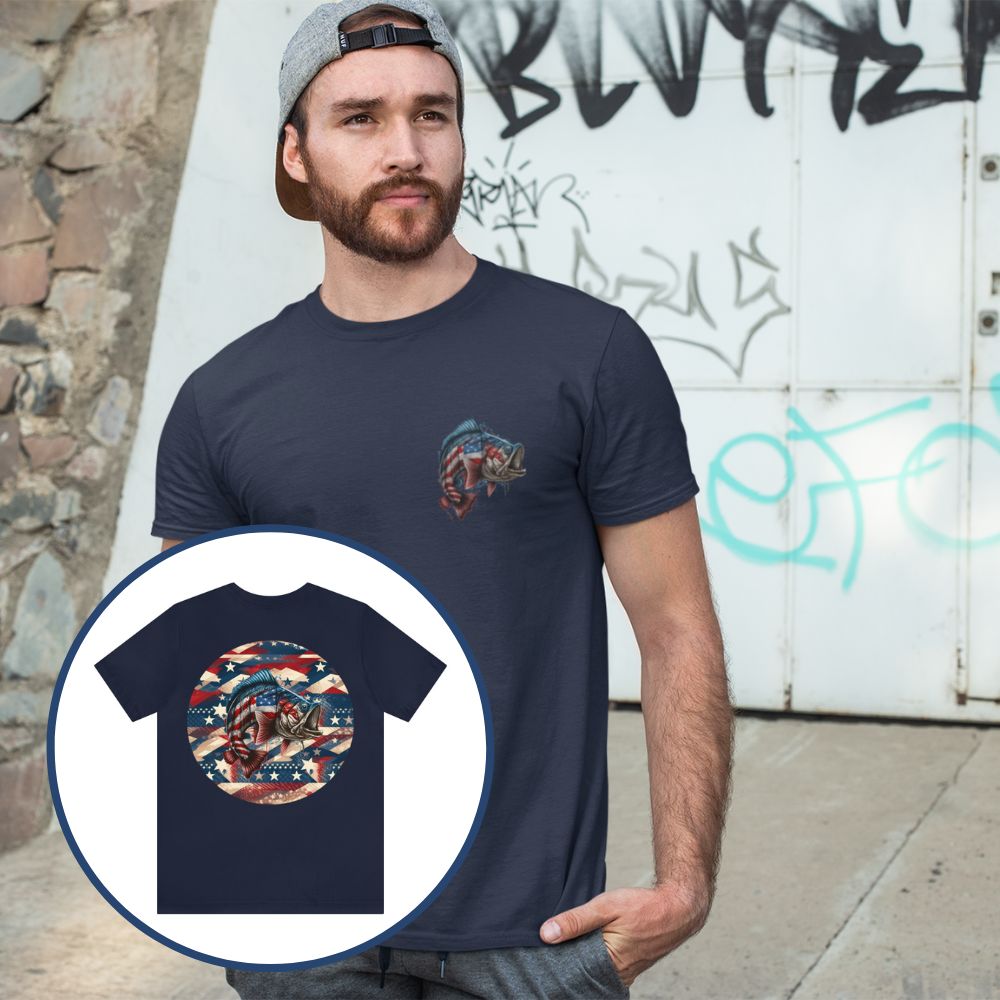 Mens Fishing Shirt Gift For Him Patriotic Shirt Angler Gift Fishing T Shirt Gift For Grandad Lake Shirt Bass Fishing Gifts USA Flag Shirt