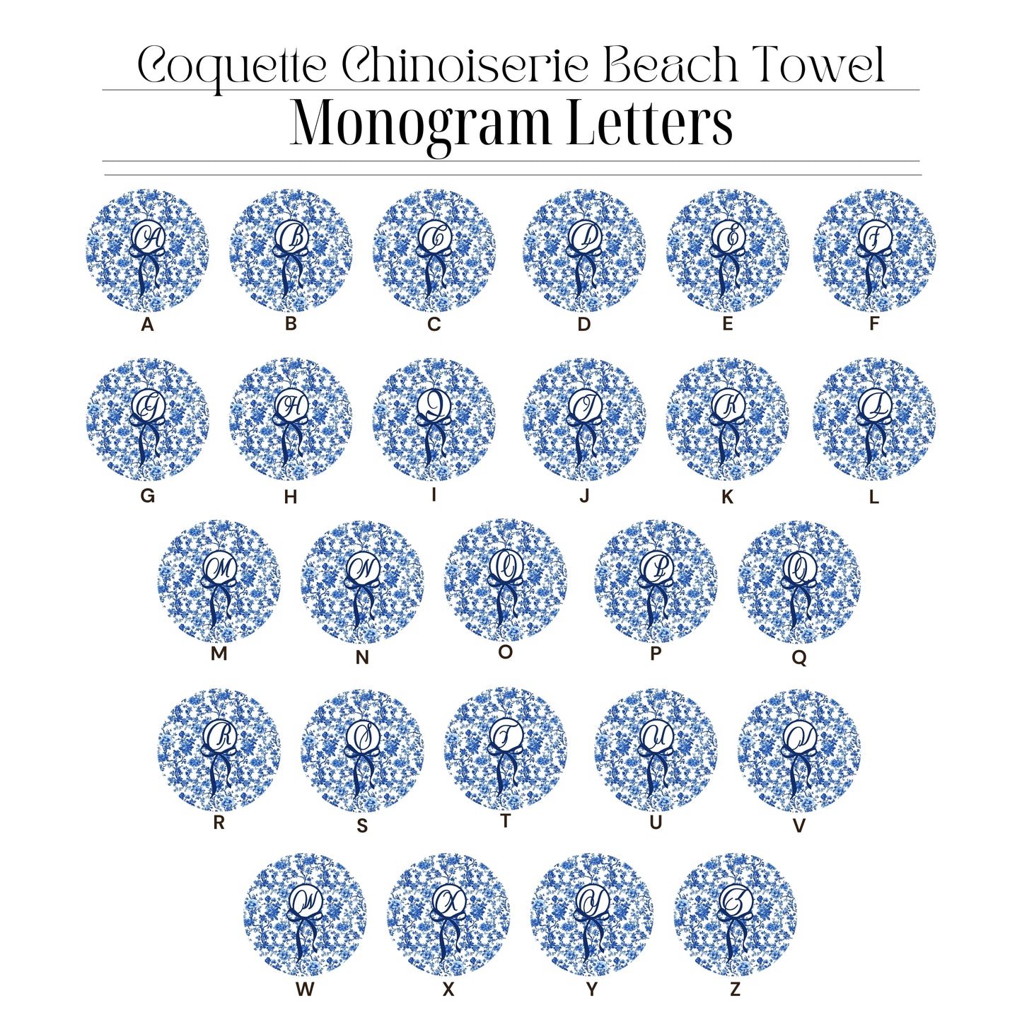 Coquette Chinoiserie Monogram Beach Towel