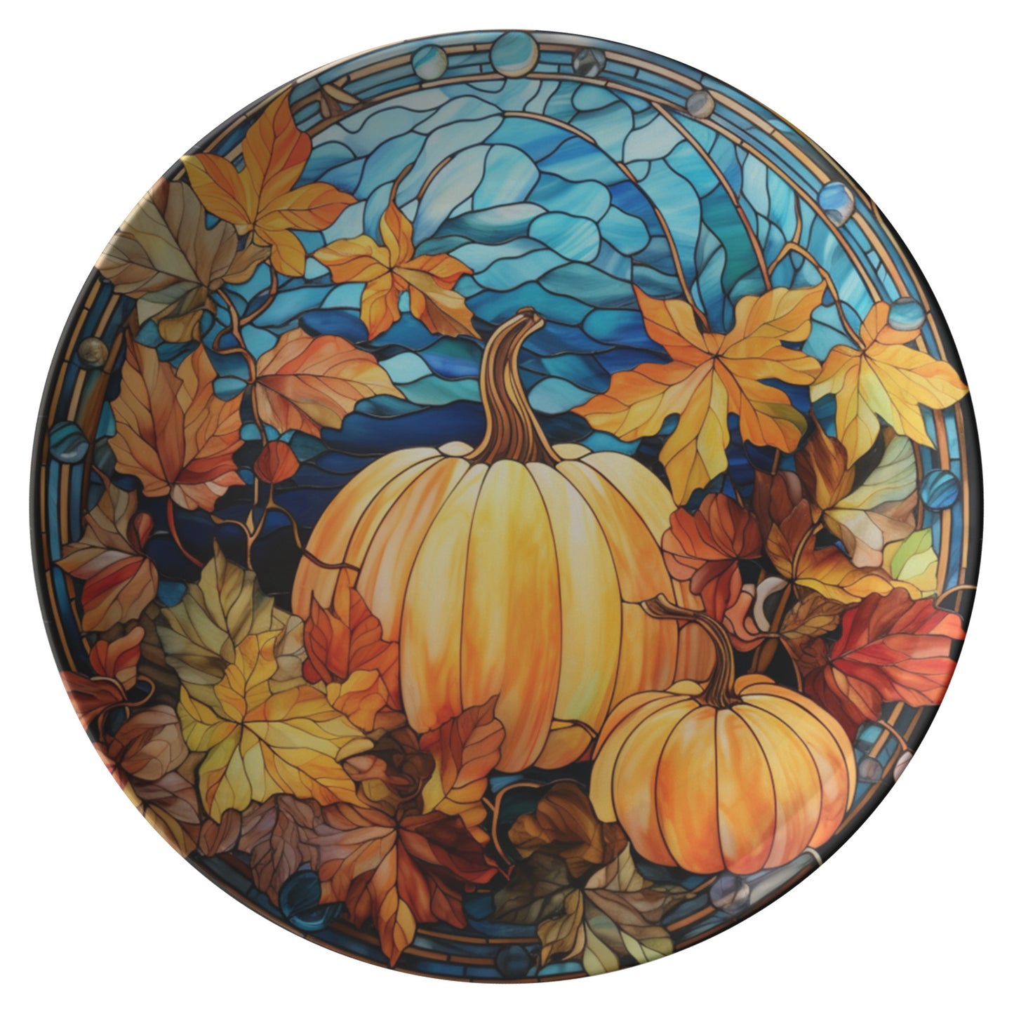 Thermosaf Polymer Plastic Pumpkin Plates Blue Fall Decor