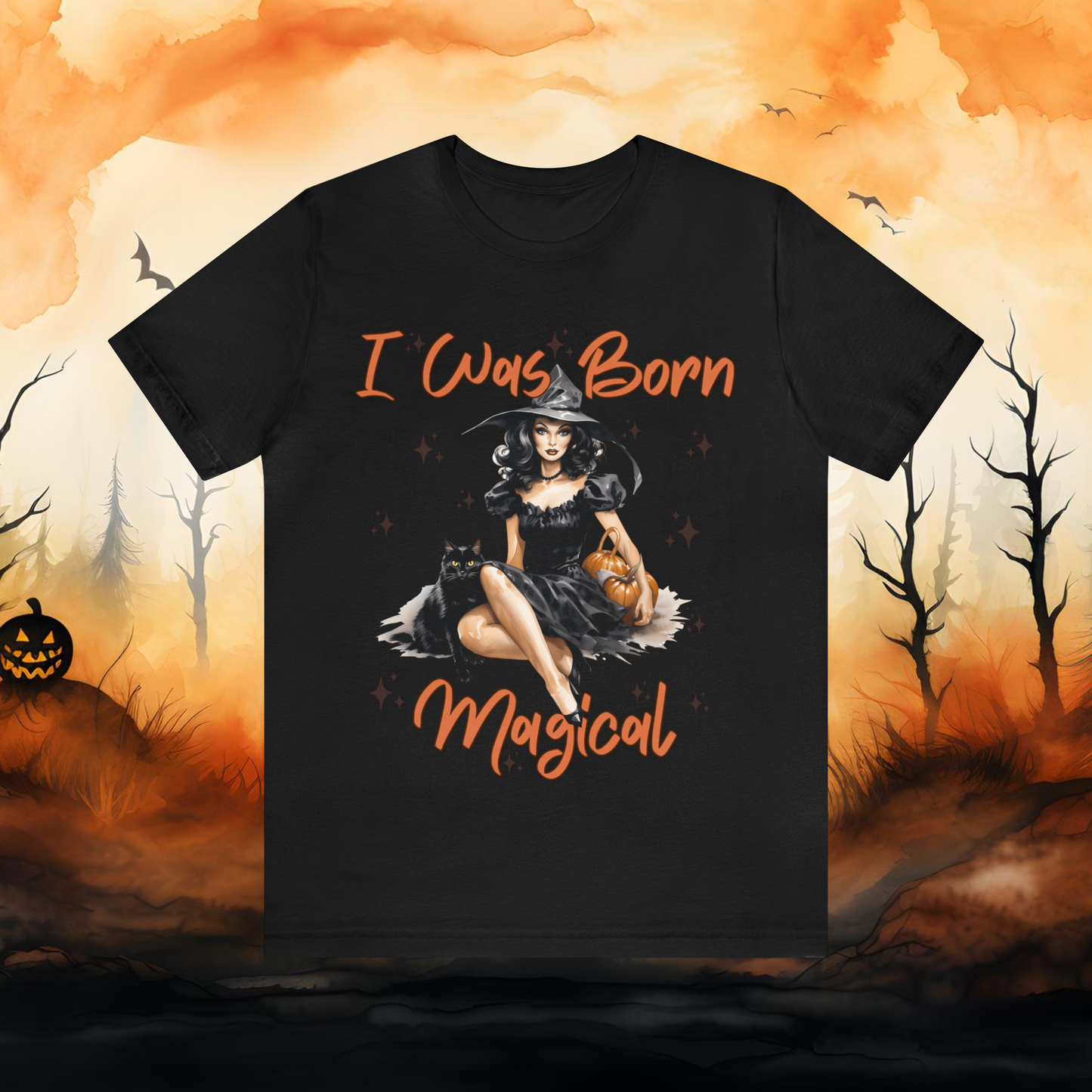 I Was Born Magical Witty Retro Halloween Witch T-Shirt Shirt For Women