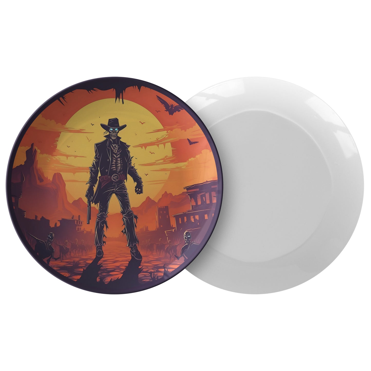 Western Halloween Plates Thermosaf Polymer Plastic Cowboy Halloween Plates