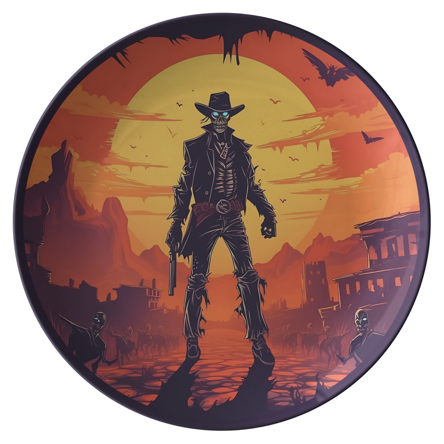 Western Halloween Plates Thermosaf Polymer Plastic Cowboy Halloween Plates