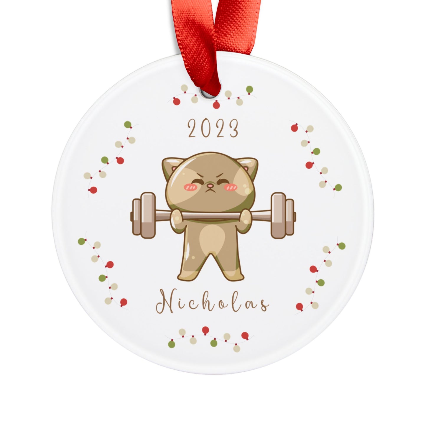 Personalized Workout Ornament Cat Christmas Ornament