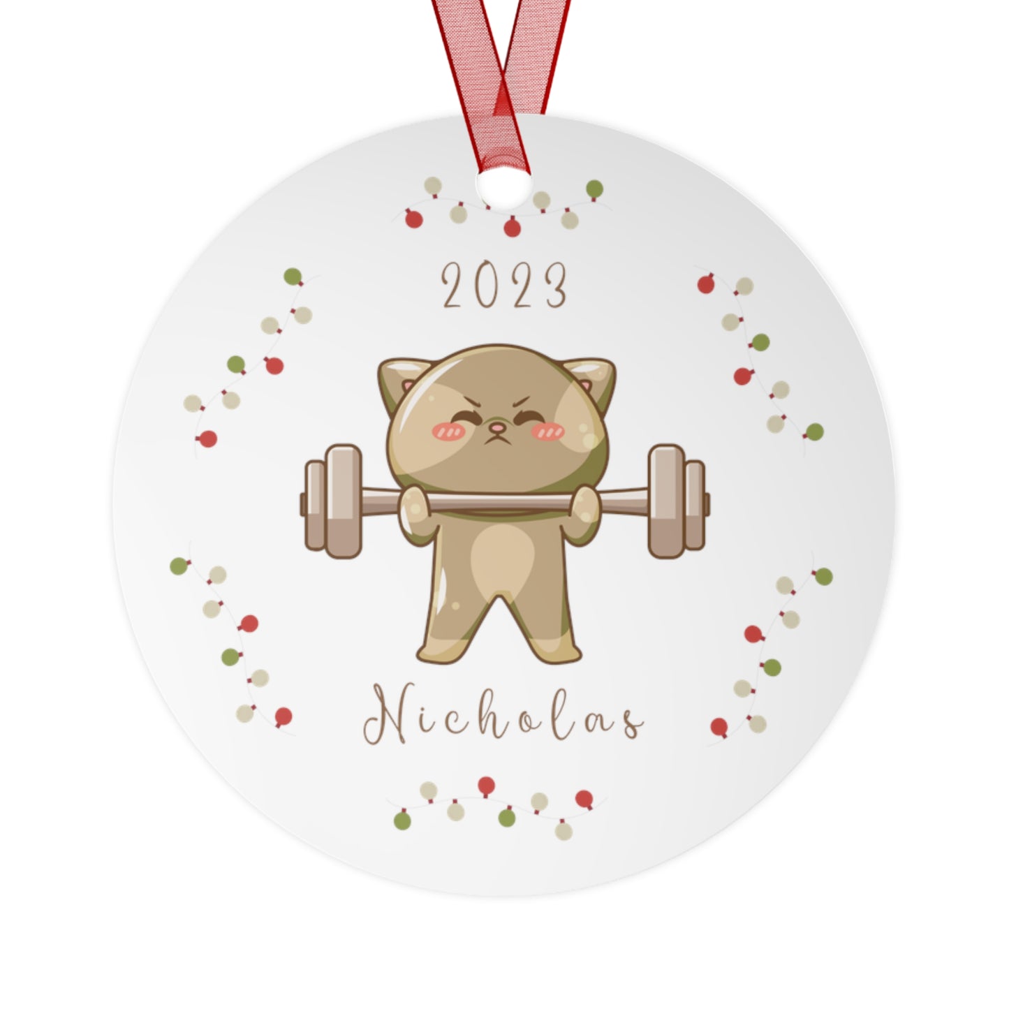 Personalized Workout Ornament Cat Christmas Ornament