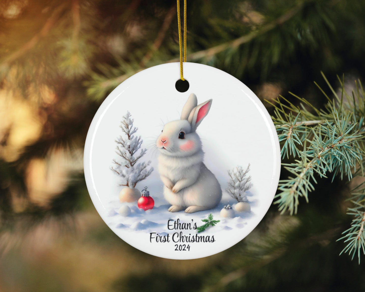 Baby First Christmas Ornament Personalized Baby Name Ceramic Ornament