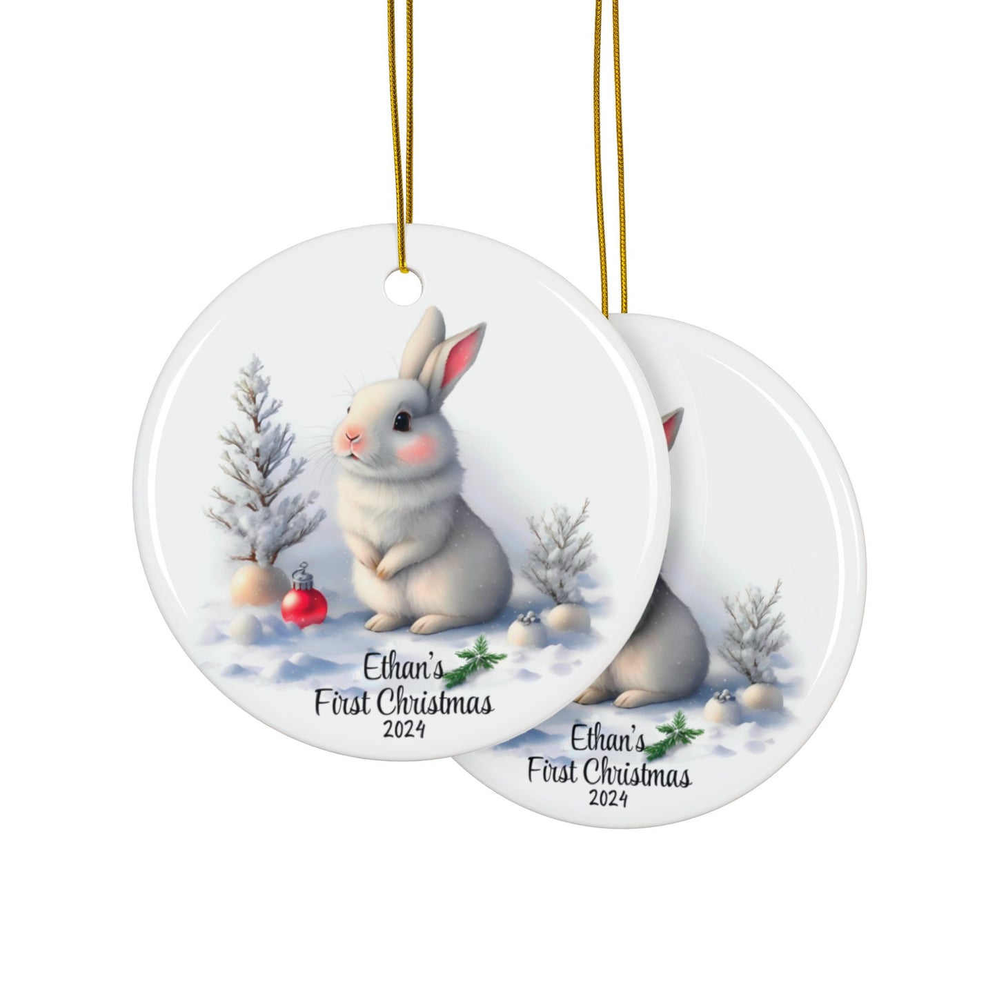Baby First Christmas Ornament Personalized Baby Name Ceramic Ornament
