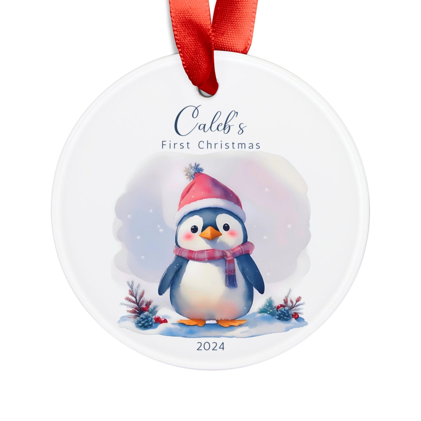 Baby First Christmas Ornament Personalized Penguin Ornament