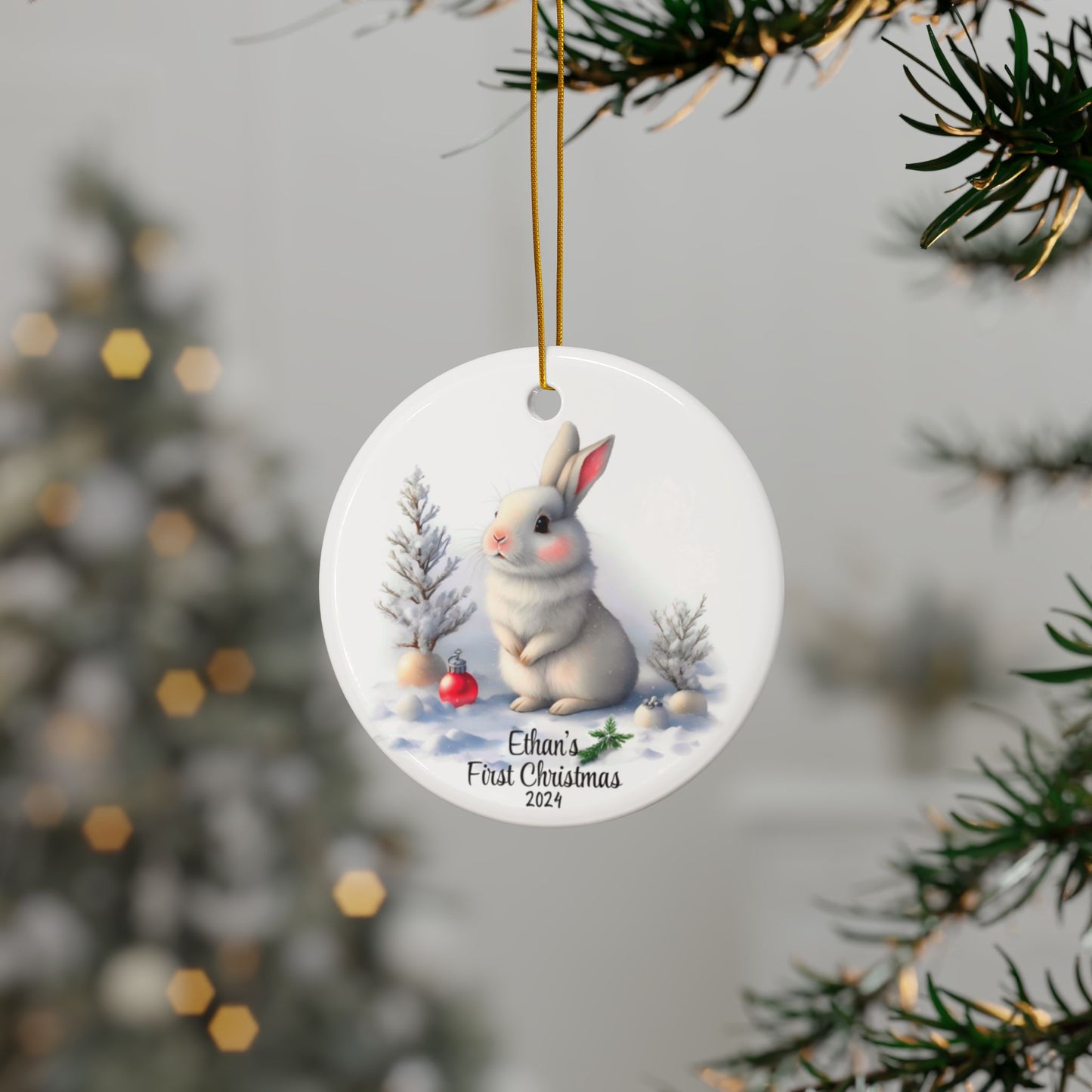 Baby First Christmas Ornament Personalized Baby Name Ceramic Ornament