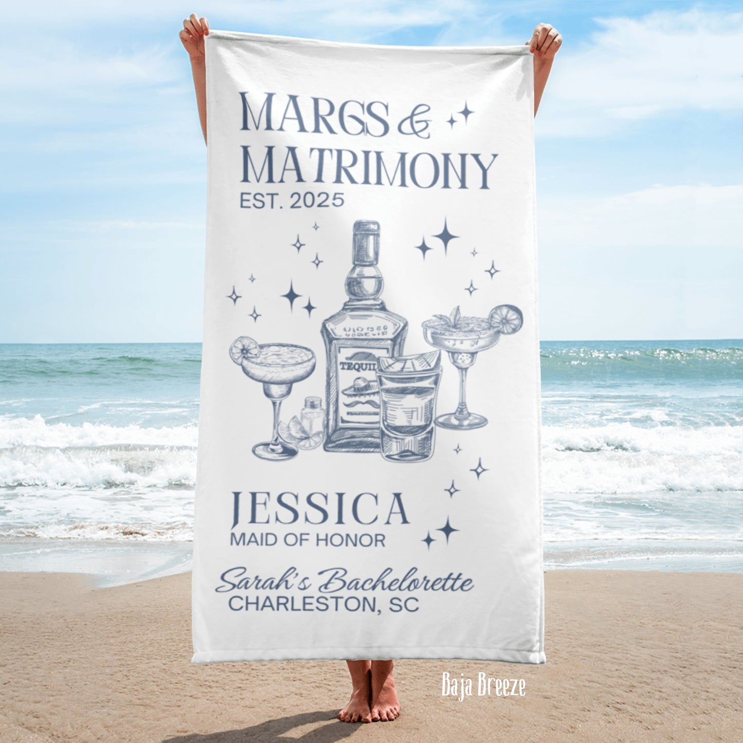 Margs And Matrimony Bachelorette Beach Towel