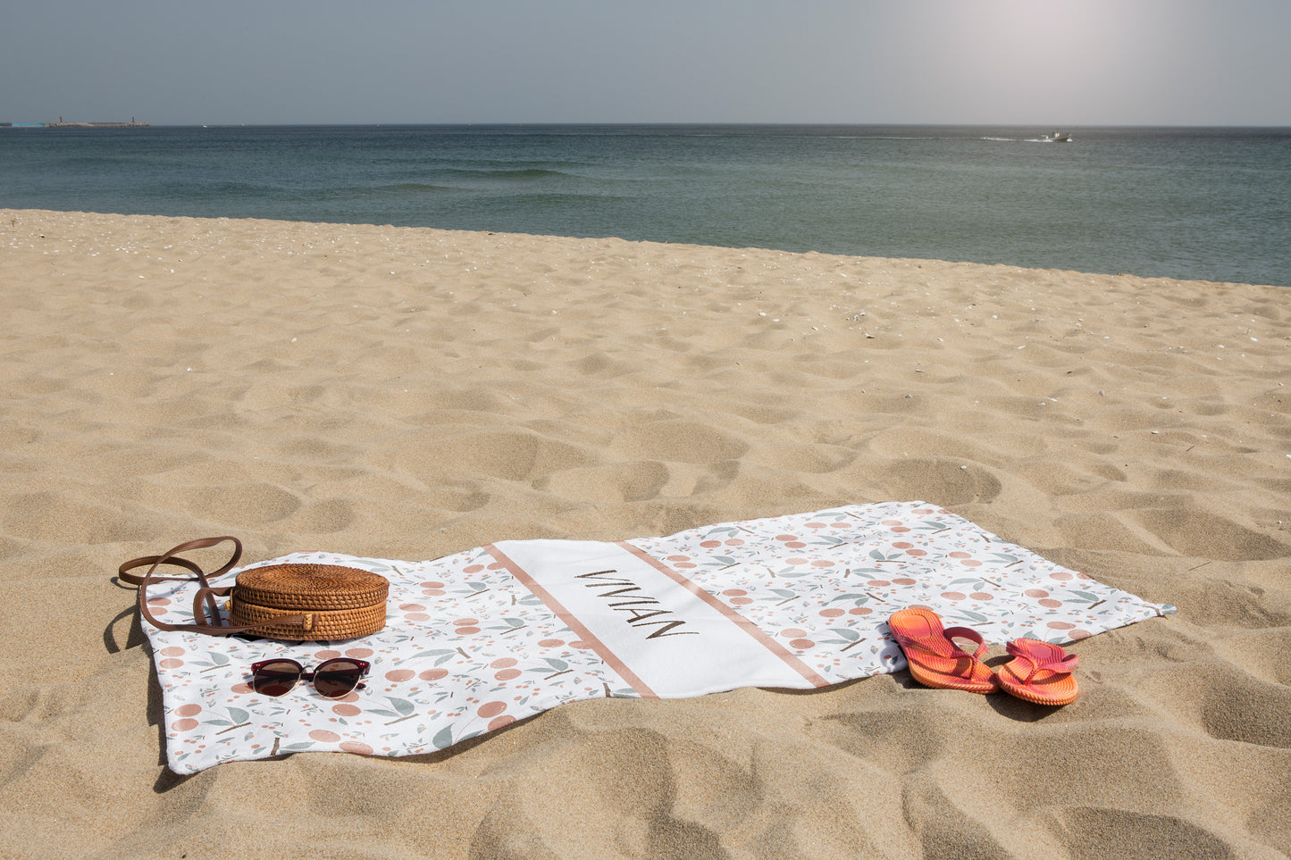 Personalized Pastel Cherry Beach Towel