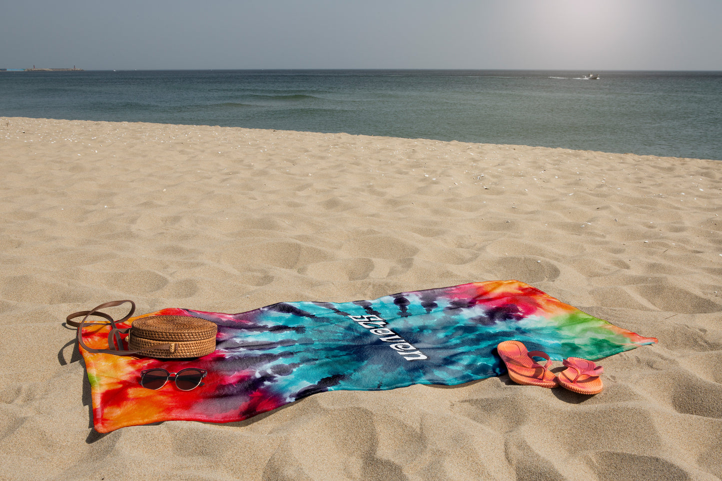 Personalized Retro Tie Dye Summer Beach Towel