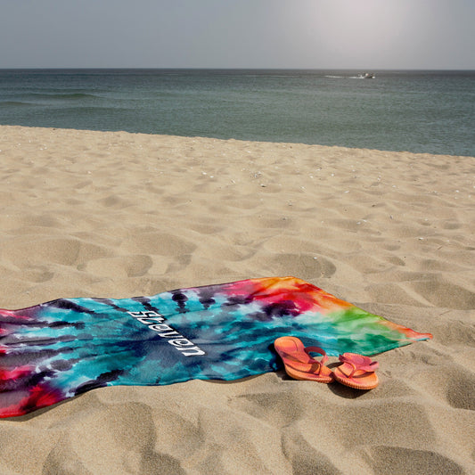 Personalized Retro Tie Dye Summer Beach Towel