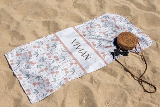 Personalized Pastel Cherry Beach Towel