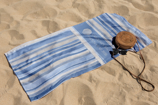 Personalized Coastal Stripe Beach Towel