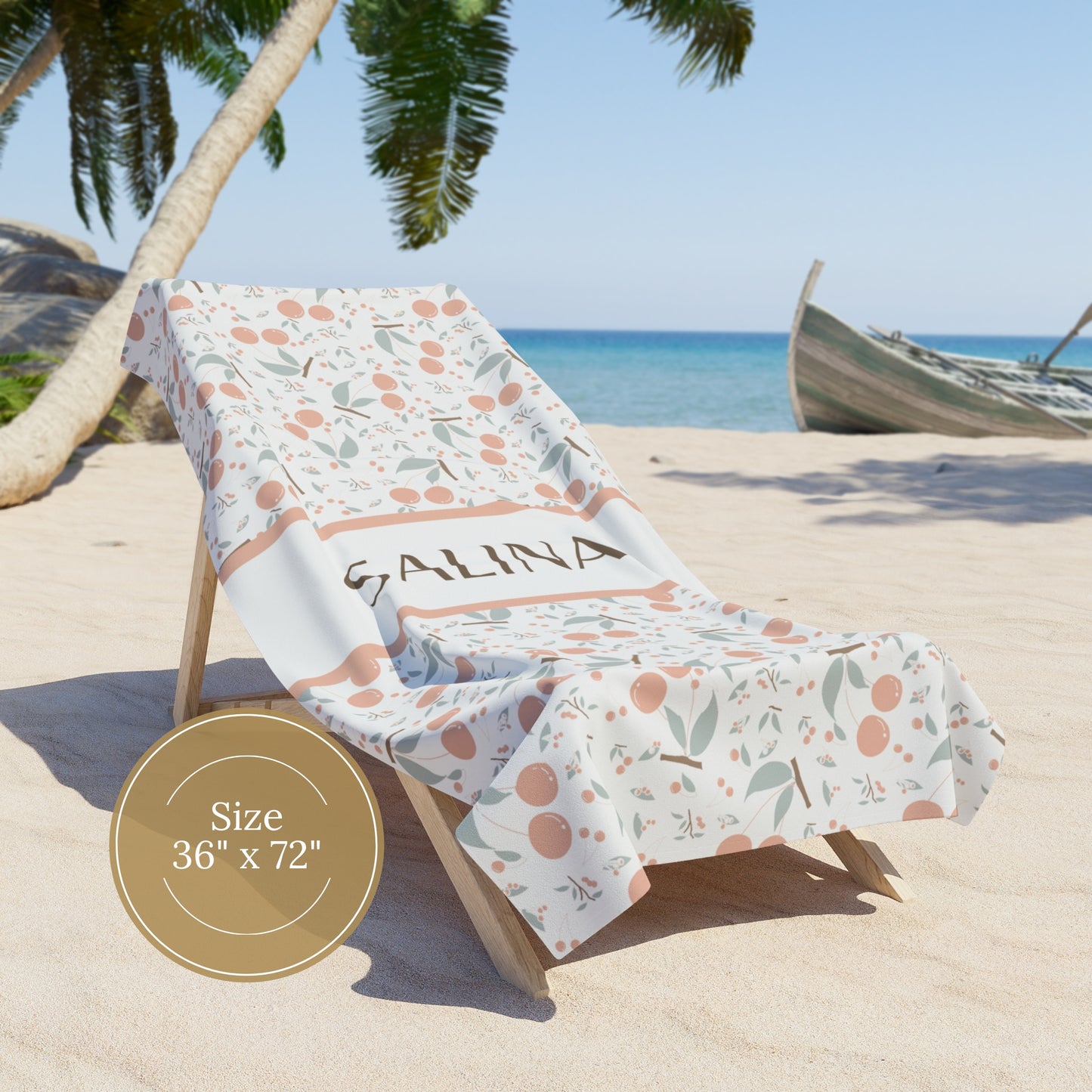 Personalized Pastel Cherry Beach Towel