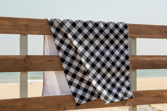 Personalized Beach Towel Gingham Pattern Monogram Beach Towel