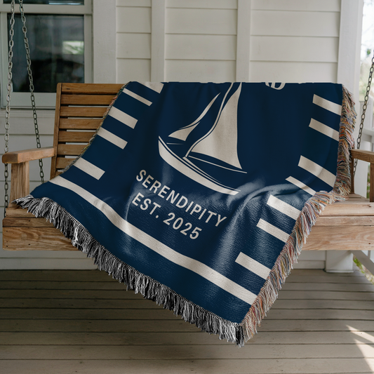 Personalized Woven Sailboat Blanket