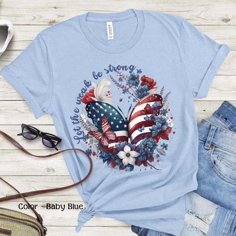 Women’s Patriotic Shirt Butterfly Fourth of July Shirt Majestic Butterfly Shirt for Independence Day Inspiring Tshirt July 4th Gift for Her