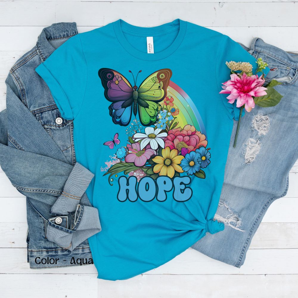Retro Butterfly Shirt Gift For Her Rainbow Shirt Gift For Daughter Butterfly T Shirt Mom Gift Colorful Butterfly Hope Shirt Gift For Friend