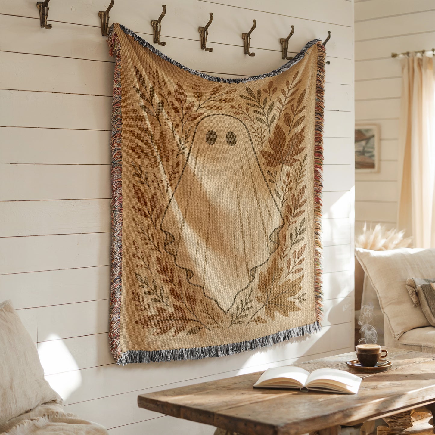 Fall Ghost Woven Throw Blanket