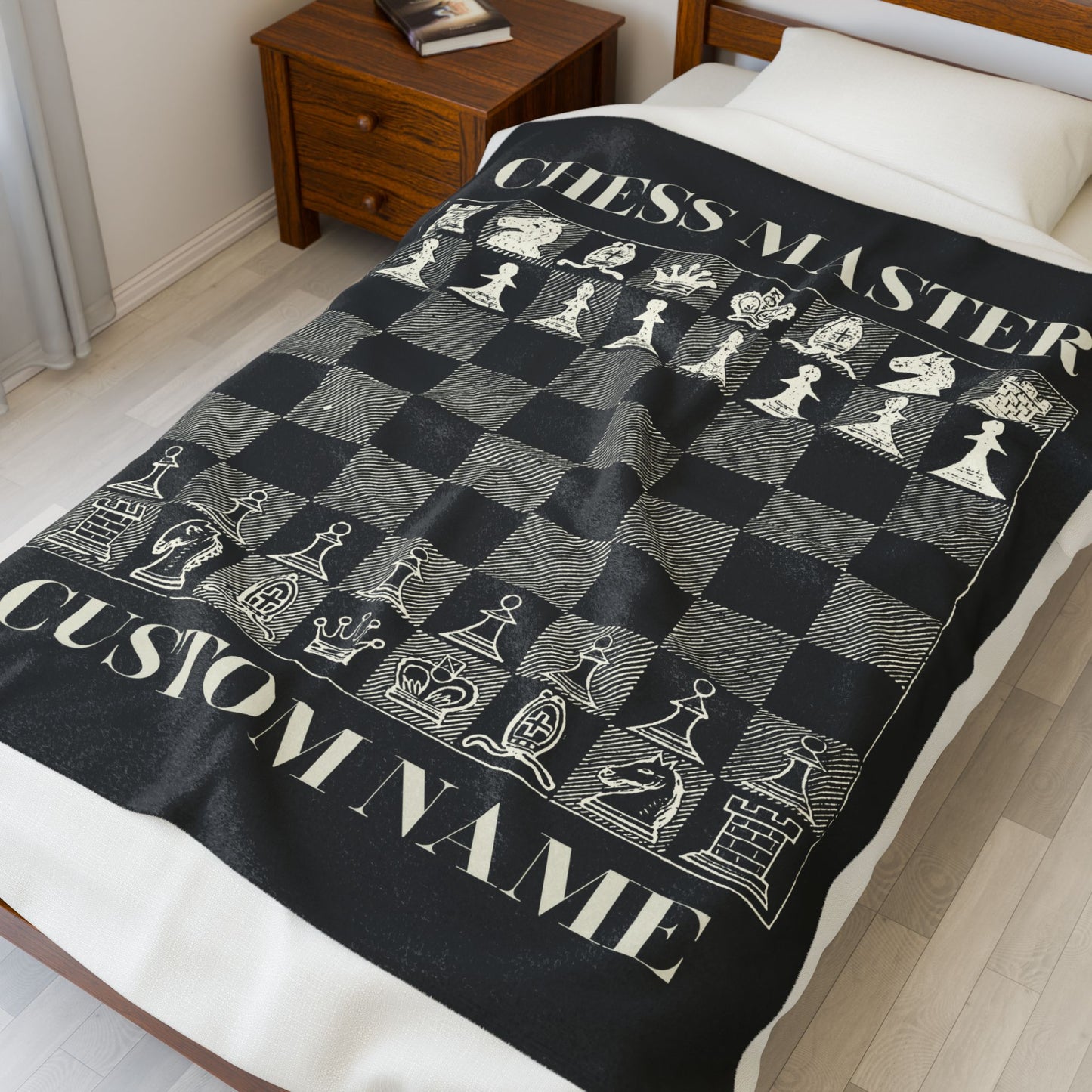 Personalized Chess Board Blanket Chess Player Gift