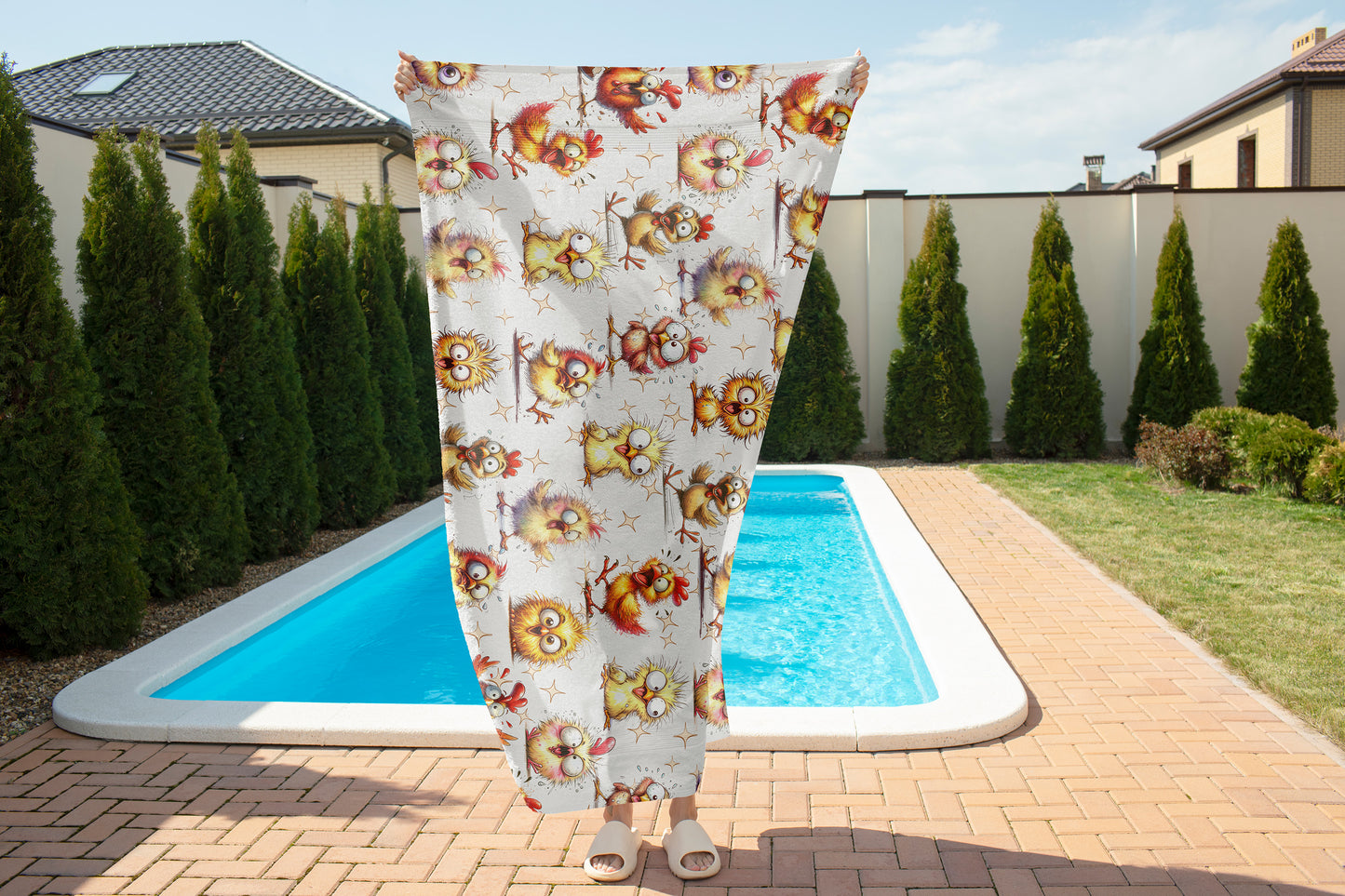 Funny Chicken Beach Towel Personalized Crazy Chicken Gifts