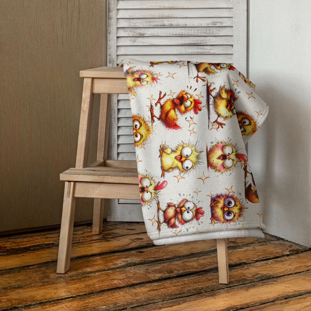 Funny Chicken Beach Towel Personalized Crazy Chicken Gifts