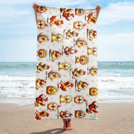 Funny Chicken Beach Towel Personalized Crazy Chicken Gifts