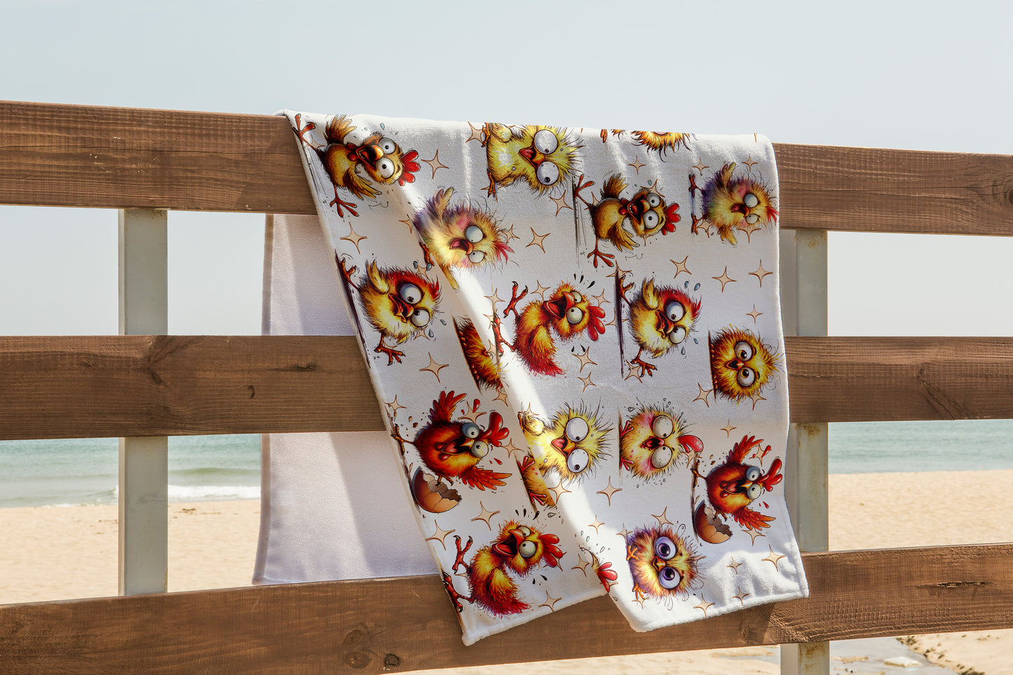 Funny Chicken Beach Towel Personalized Crazy Chicken Gifts