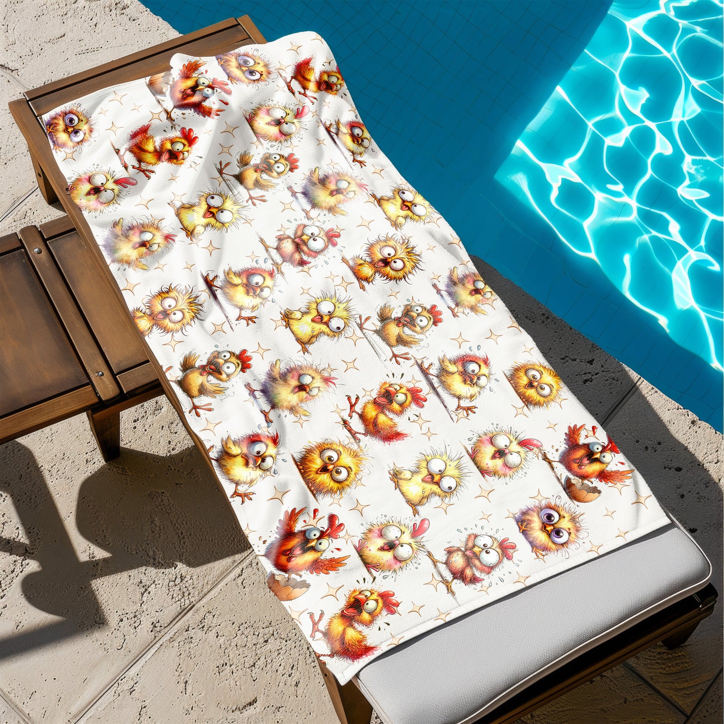 Funny Chicken Beach Towel Personalized Crazy Chicken Gifts