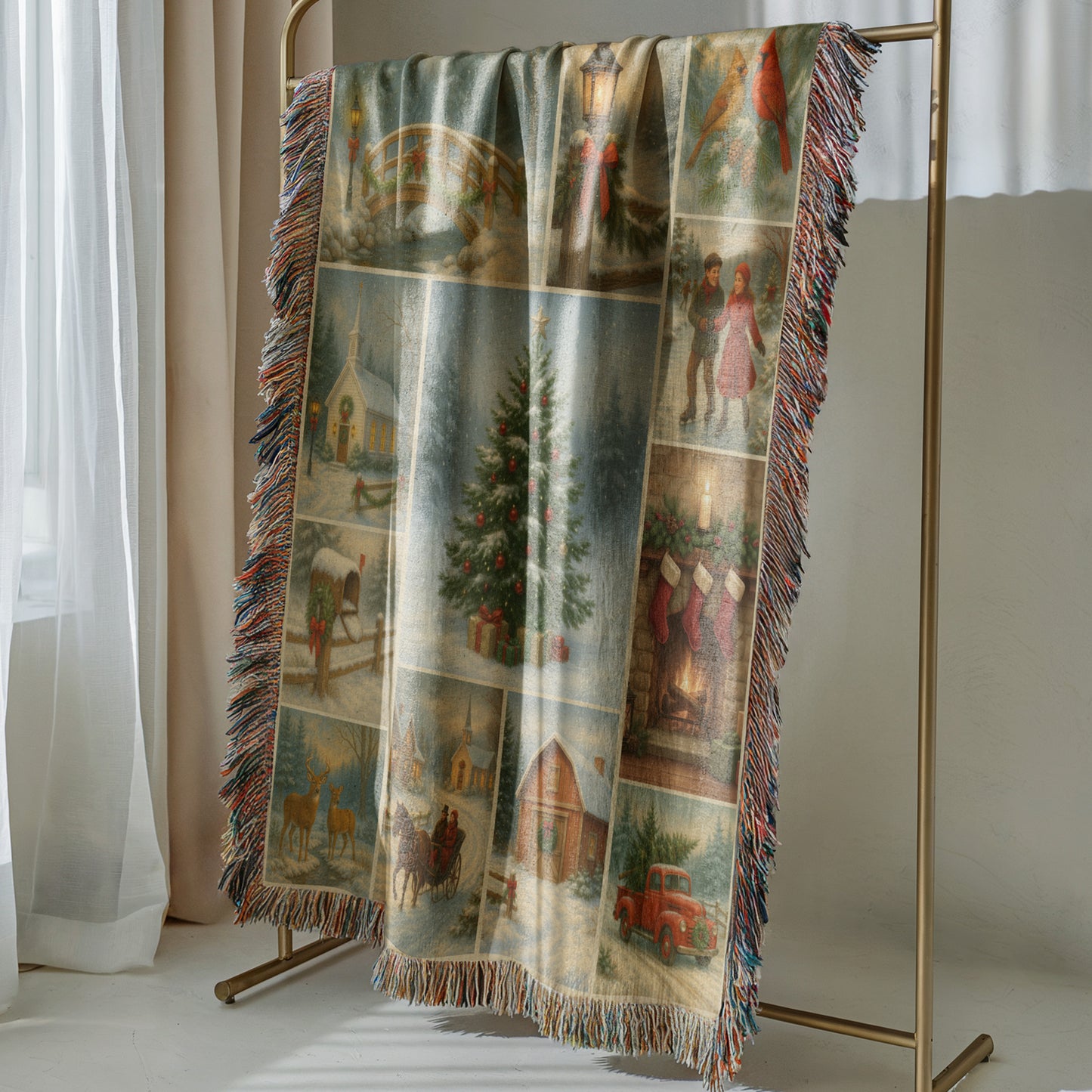 Woven Christmas Throw Blanket