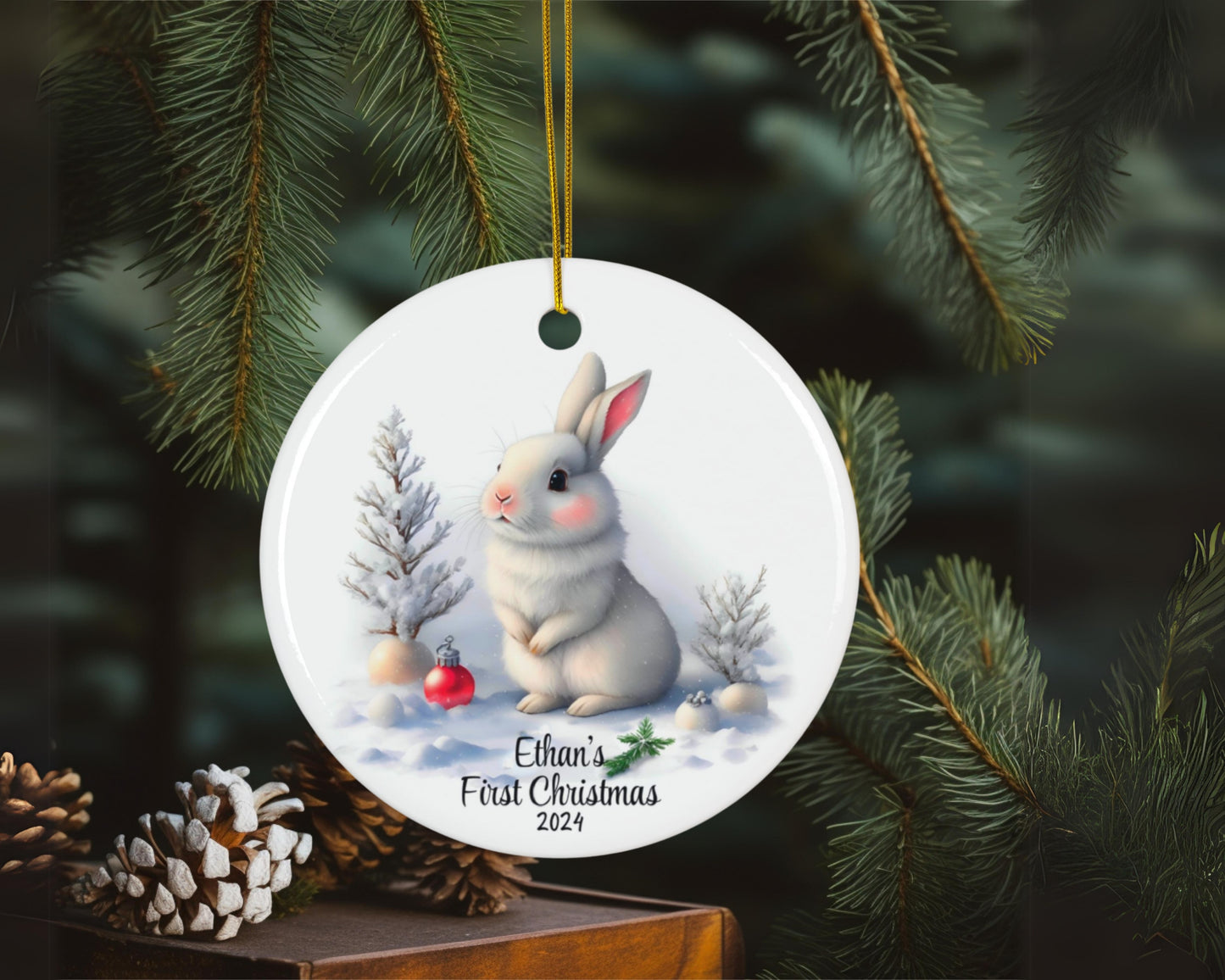 Baby First Christmas Ornament Personalized Baby Name Ceramic Ornament