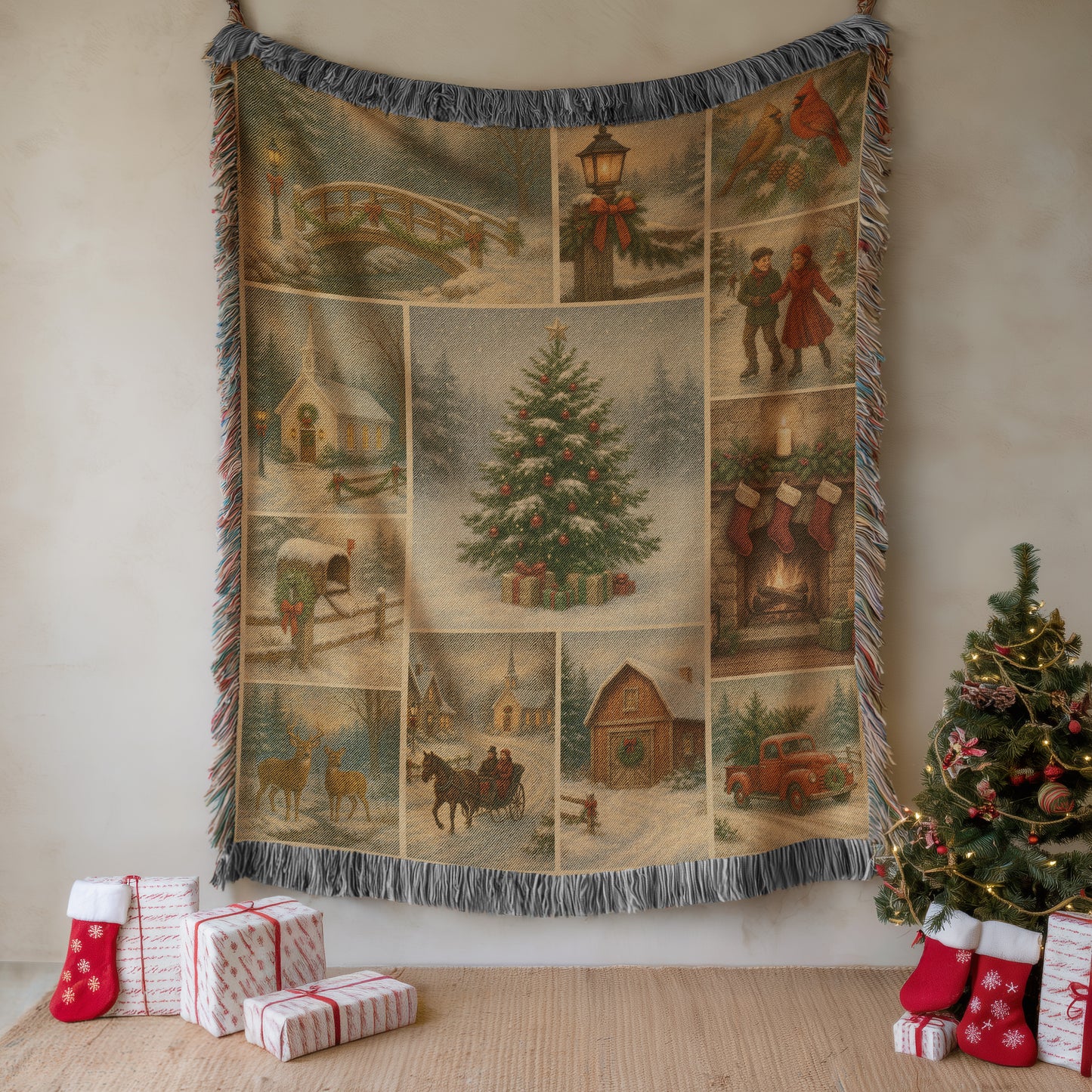 Woven Christmas Throw Blanket