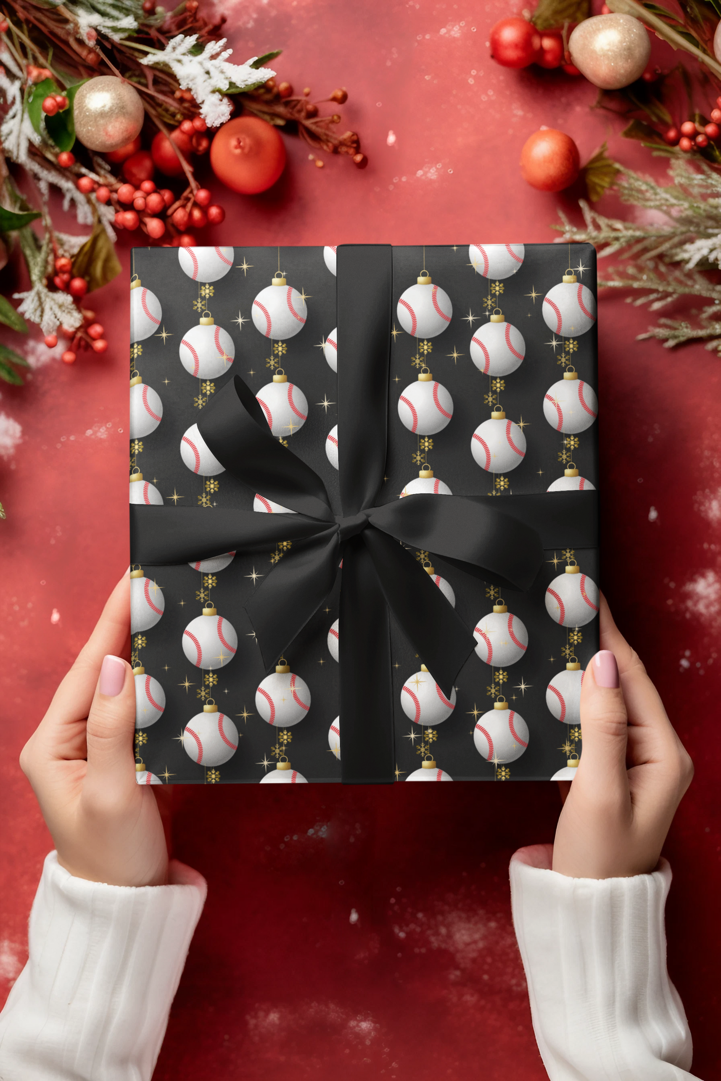 Christmas Baseball Wrapping Paper