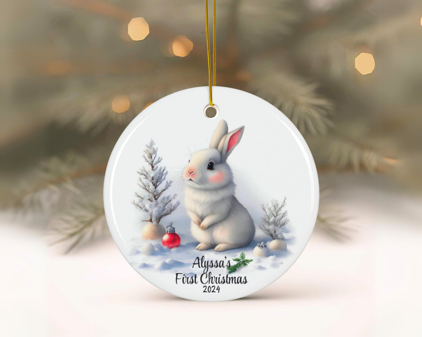 Baby First Christmas Ornament Personalized Baby Name Ceramic Ornament