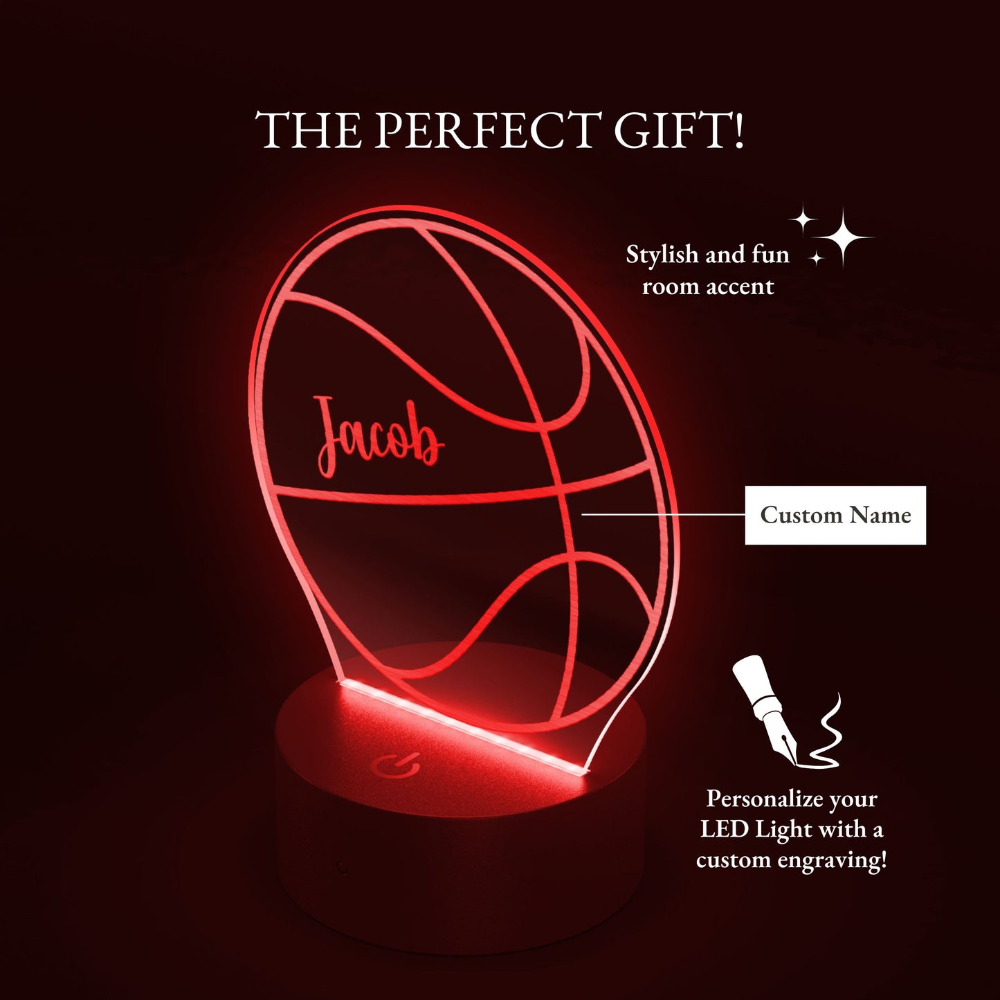 Personalized Basketball LED Nightlight Custom Basketball Gift