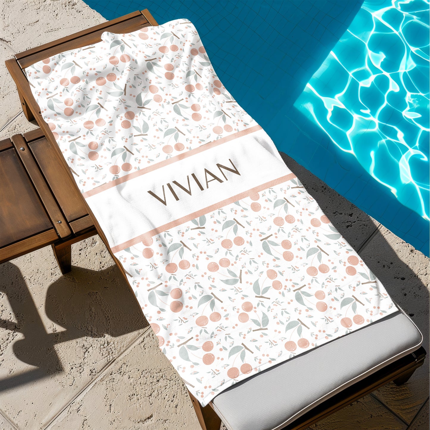 Personalized Pastel Cherry Beach Towel