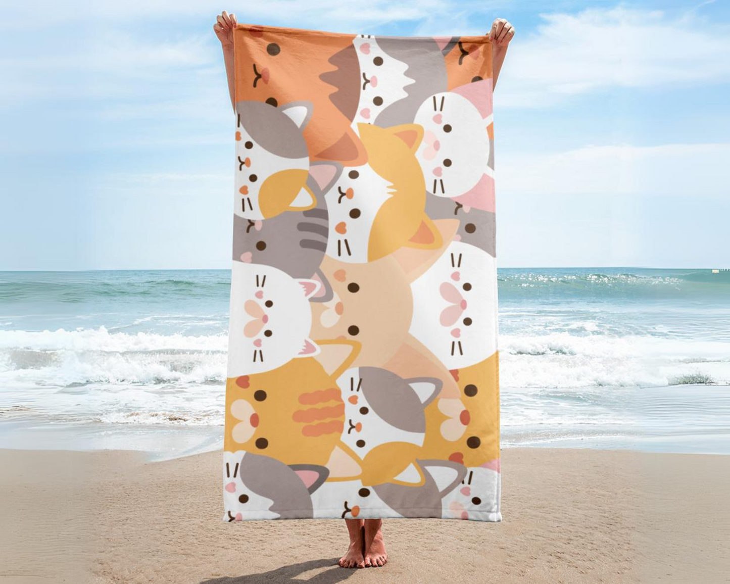 Cute Cat Beach Towel Gifts For Cat Lovers