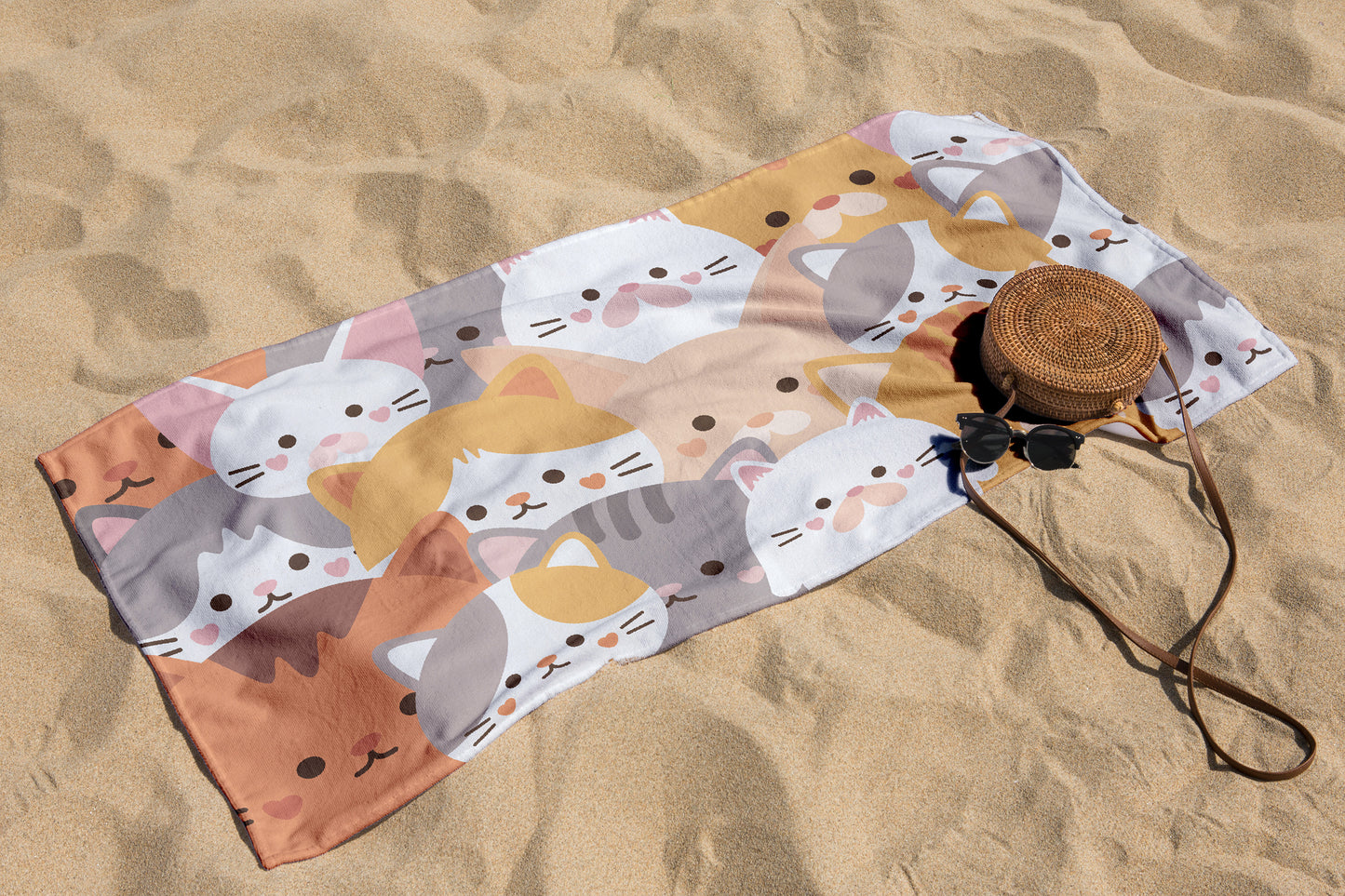 Cute Cat Beach Towel Gifts For Cat Lovers