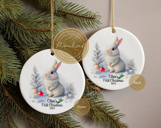 Baby First Christmas Ornament Personalized Baby Name Ceramic Ornament