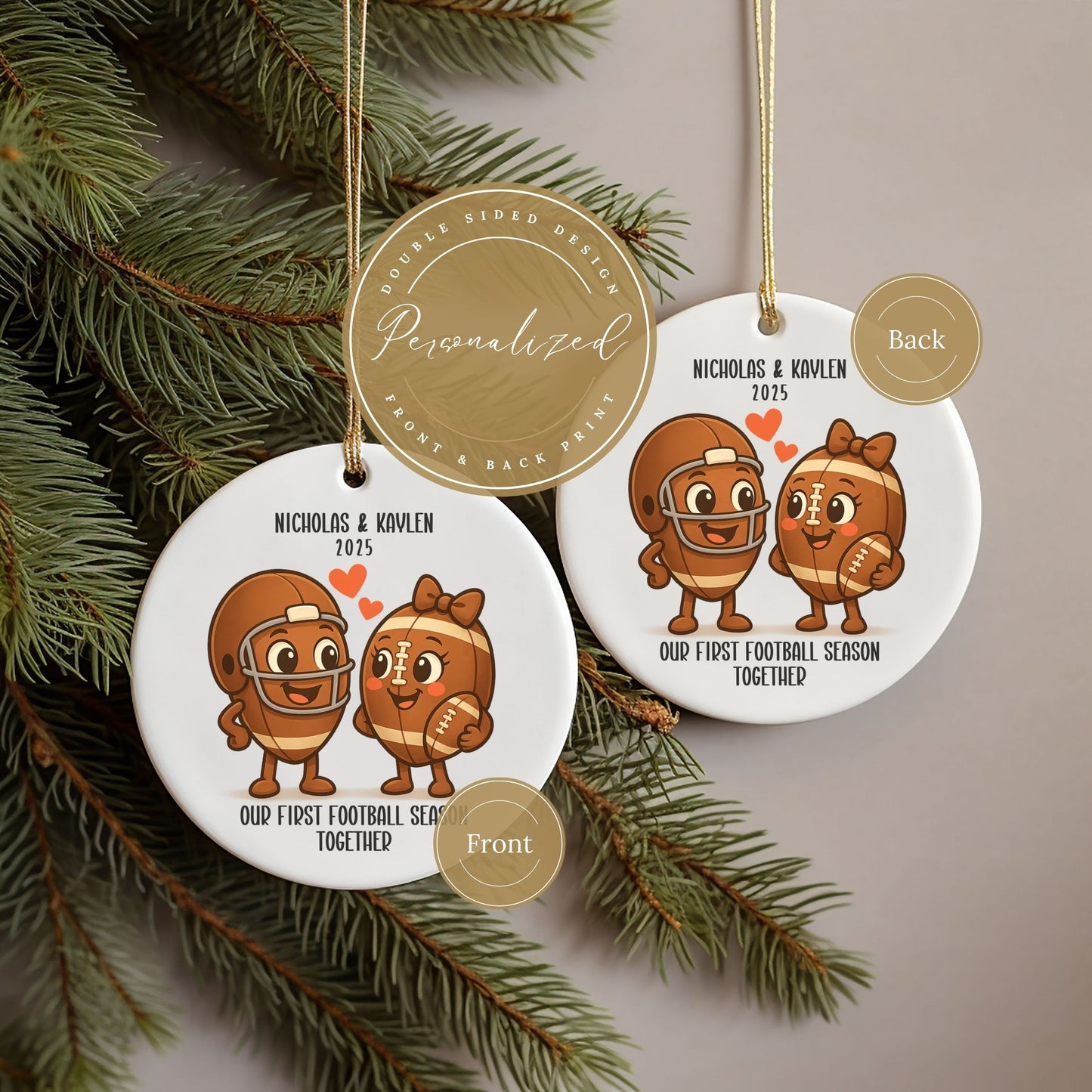 Our First Football Season Together Personalized Couple Ornament
