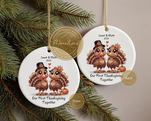 Our First Thanksgiving Together Personalized Couple Ornament