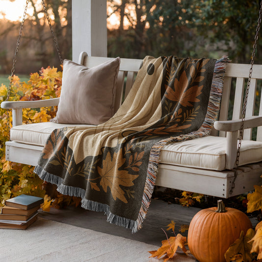 Fall Ghost Woven Throw Blanket